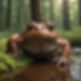 A close-up of Bufo marinus in its natural habitat, showcasing its distinct skin texture and coloration.