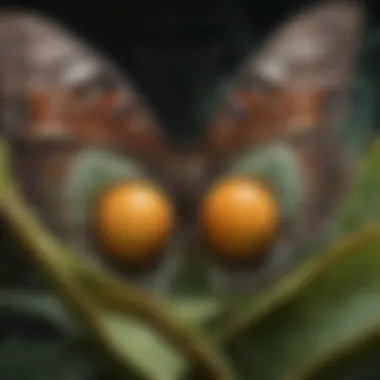 Intricate Butterfly Egg Attachment Detailed view of butterfly eggs attached to a plant