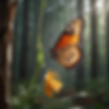 Ethereal Butterfly Transformation Butterfly Emerging from Chrysalis in a Dance of Light