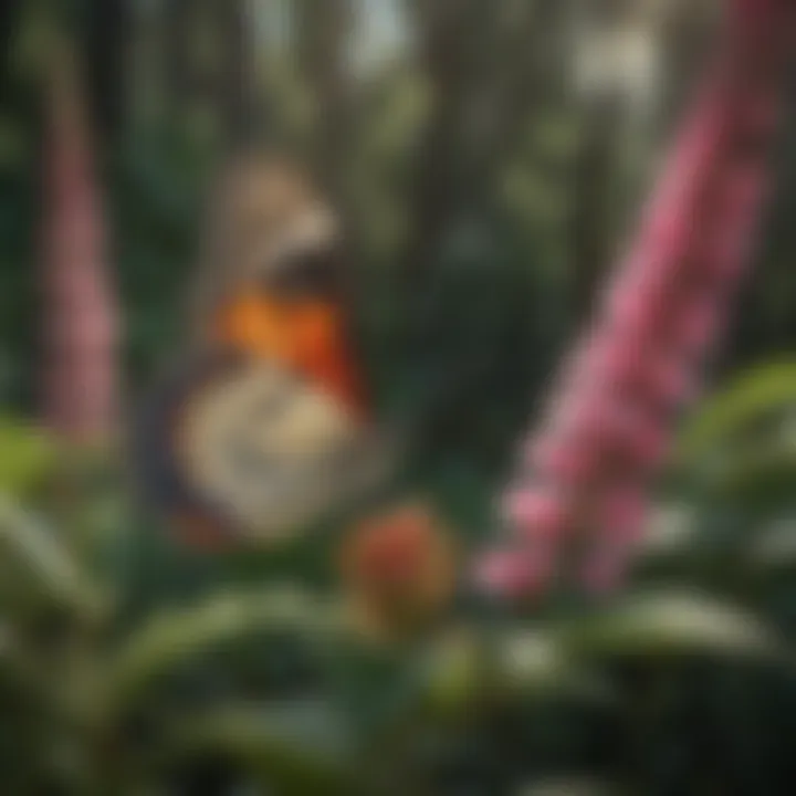 Butterfly Gathering Nectar from a Blossoming Plant