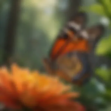 Graceful Butterfly on Vibrant Petal Butterfly perched on a vibrant flower