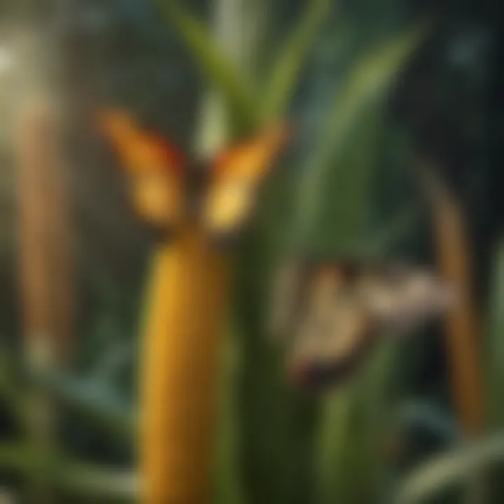 Graceful Pollinators: Butterflies and Corn Butterfly pollinating corn tassels