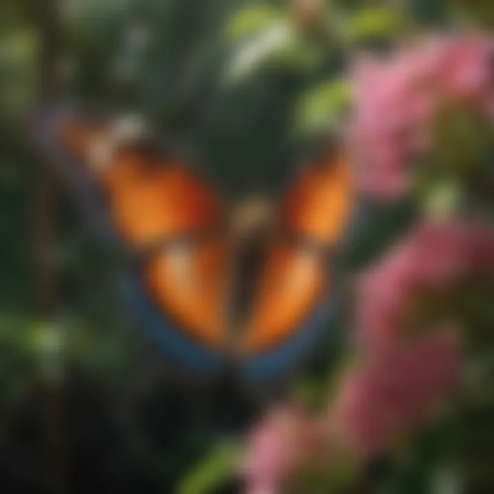 Butterfly Sipping Nectar from a Flowering Bush