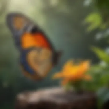 Close-up of Butterfly Sipping Sugary Solution from Feeder