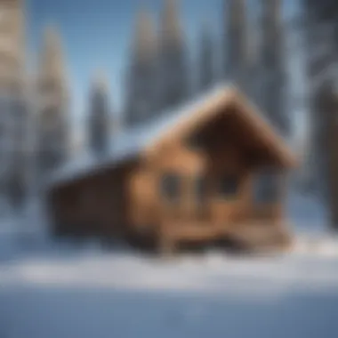 Cabin nestled among snowy trees at Jackson Hole Snow Resort