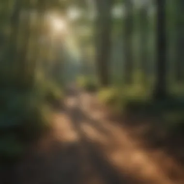 Exploring the Trails of Cagle Recreation Area A sunlit trail within Cagle Recreation Area inviting visitors for outdoor activities.