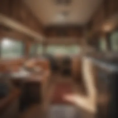 Camper vehicle interior with cozy decor