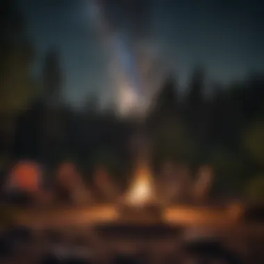 Starry Night Magic Campfire under starry night sky at Sand Lake Campground