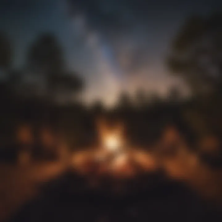 Campfire under the starry Texas sky