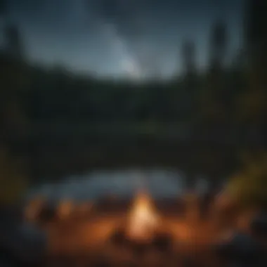 Campfire under starlit sky at Hog Back Lake Campground