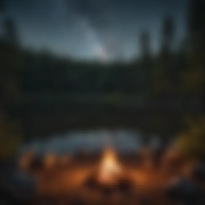 Campfire under starlit sky at Hog Back Lake Campground