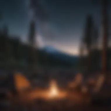 Campfire under the Starlit Sky at Mount Shasta