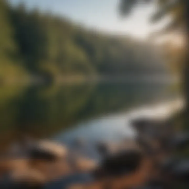 A stunning lake view from a campsite in Conway, New Hampshire