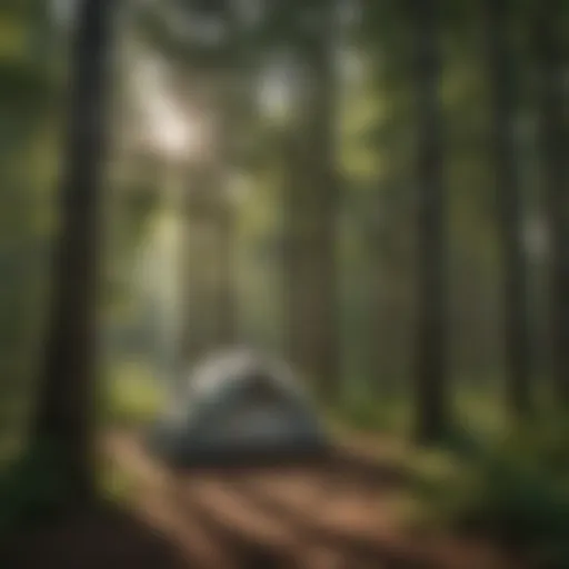 Scenic view of a campsite surrounded by lush forest in Duluth, MN
