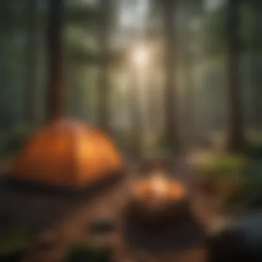 Tranquil Dusk at a Campsite on the Appalachian Trail A tranquil setting at dusk in a campsite on the Appalachian Trail