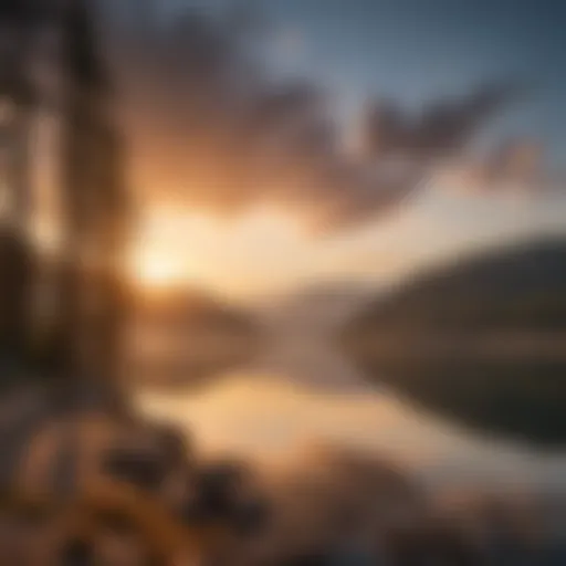 Landscape view of Canyon Ferry Reservoir at sunrise