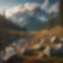 Majestic mountain peaks in the distance