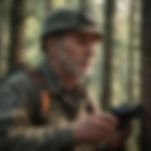 Veteran examining forestry landscape