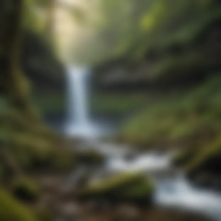 Close-up of the cascading waters of Eagle Creek Falls