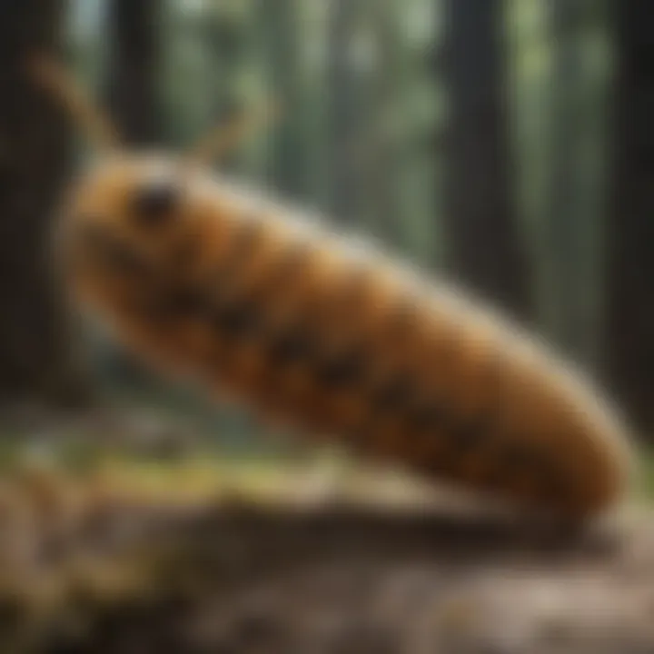 Caterpillar undergoing metamorphosis
