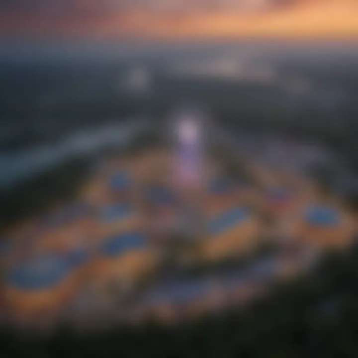 Aerial View of Cedar Point at Dusk