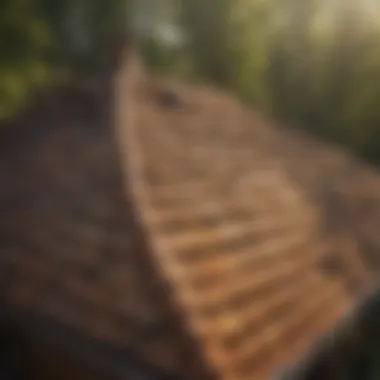 Professional installing cedar shake roof panels on a house