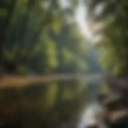 A serene view of the Chattahoochee River with lush greenery surrounding the banks