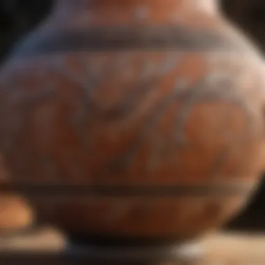 Traditional Cherokee pottery showcasing intricate designs