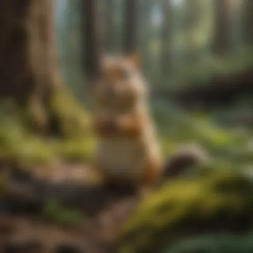 Chipmunk in Lush Forest Habitat