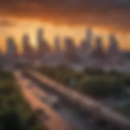 Cityscape of Philadelphia under a vibrant sunset