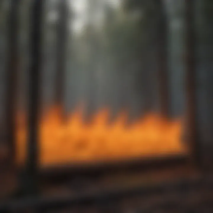 Detailed shot of Class A fire foam forming a protective barrier around a forest area