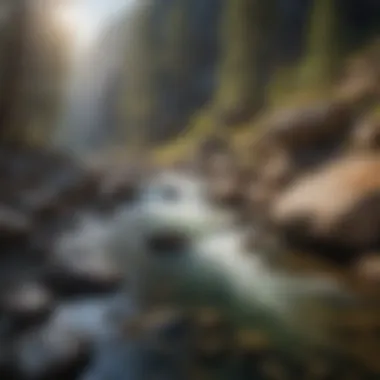 Nature's Water Sculptor Crystal clear river cutting through rocky canyon