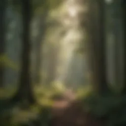 Dense forest canopy with sunlight filtering through