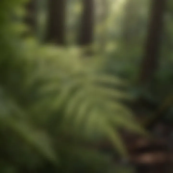 Close-up of a delicate woodland fern in natural habitat