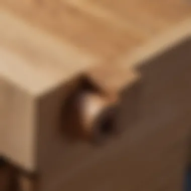 Close-up of dowel nuts seamlessly joining wood pieces