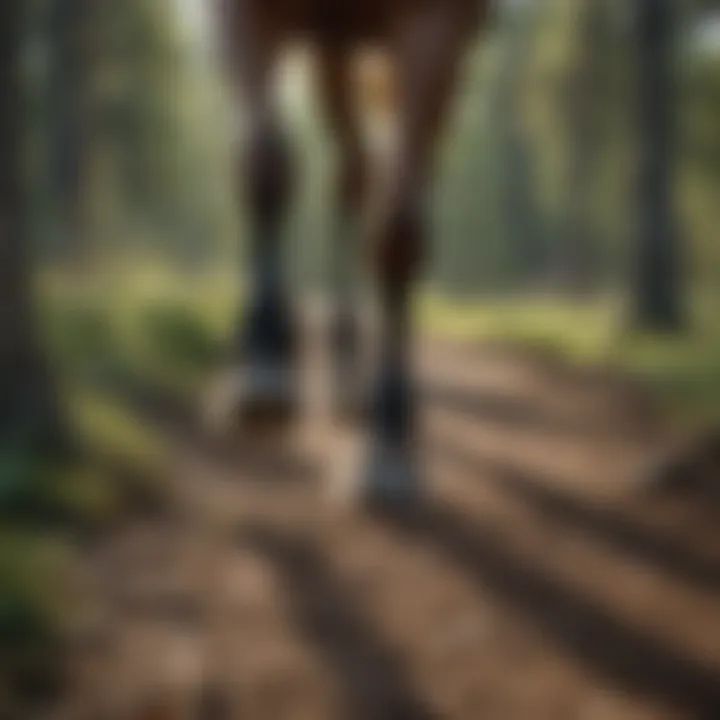 Close up of horse hooves trotting on Black Hills trail