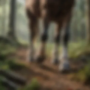 Hooves of Time and Resilience Close-up of weathered hooves treading lightly on the forest floor