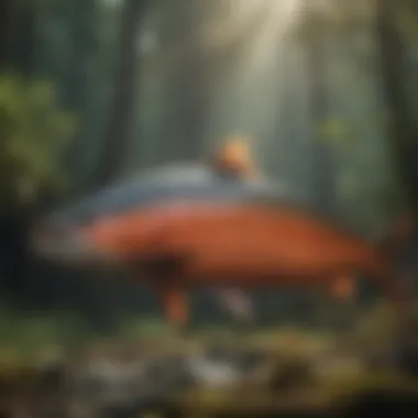 A close-up view of Coho salmon showcasing its distinctive features and coloration.