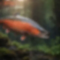 Vibrant Coho salmon swimming upstream in Issaquah