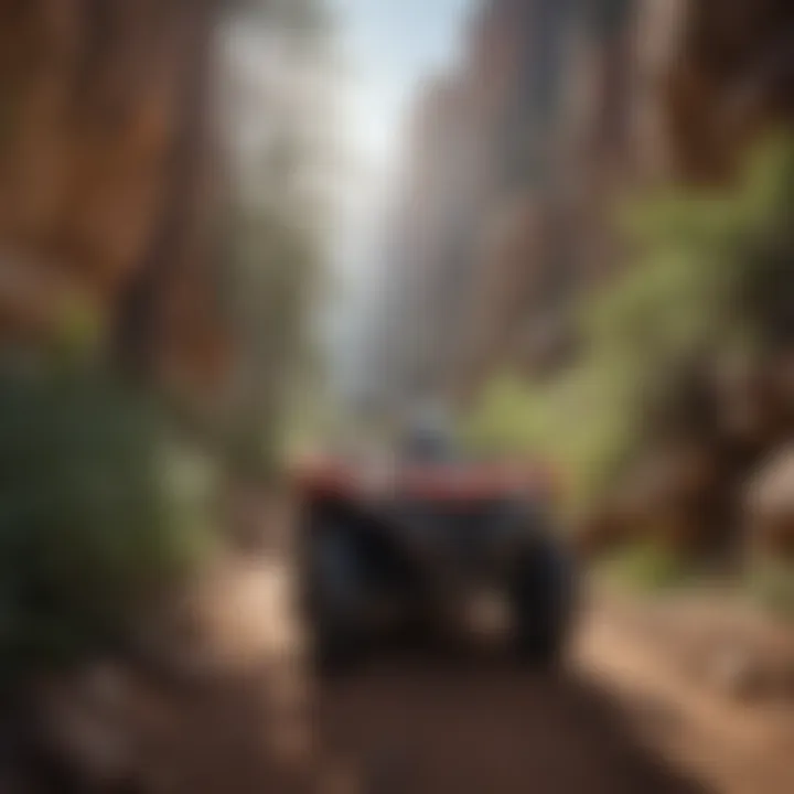 ATV navigating a narrow canyon trail