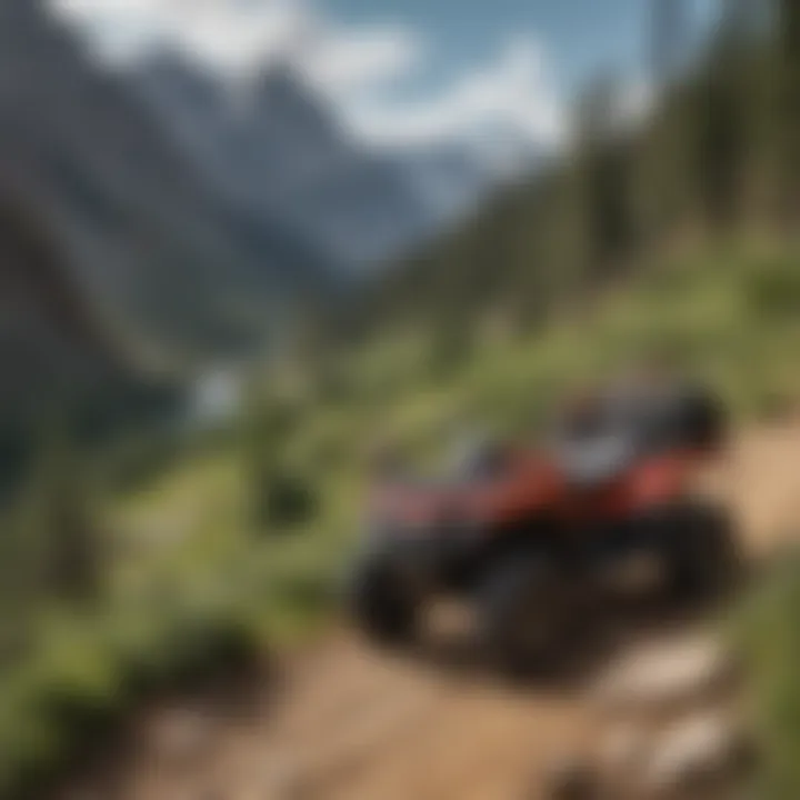 ATV exploring a rocky mountain terrain