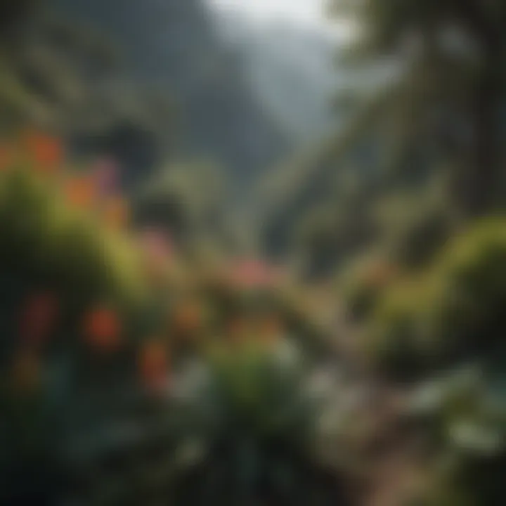 Colorful Array of Exotic Flora on Mountain Slope Colorful array of exotic flora on mountain slope