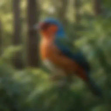 Feathered Splendor: Forest Bird Colorful Bird Nestled Amongst the Foliage of Ancare Missoula