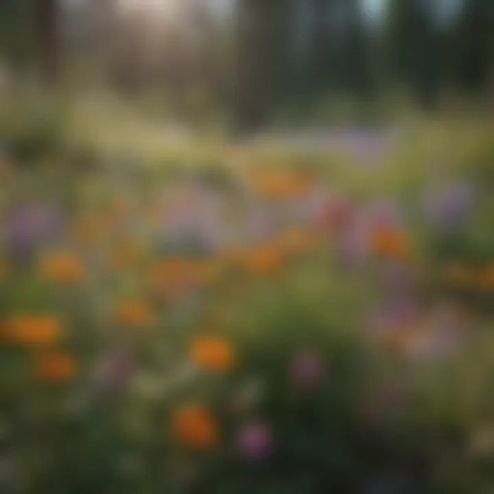 Diverse array of colorful wildflowers attracting bees