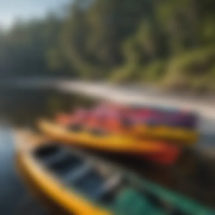 Vibrant Kayaks on Shore Colorful kayaks lined up on the pristine shores of Ocala National Forest