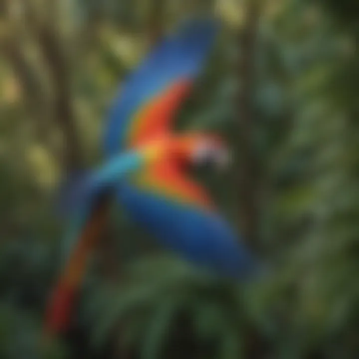 Colorful Macaw in Flight at Hampton Bay Pinnacle Park