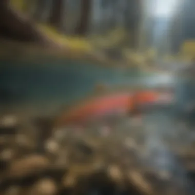 Colorful Rainbow Trout Swimming in Yosemite River Colorful rainbow trout swimming in Yosemite river