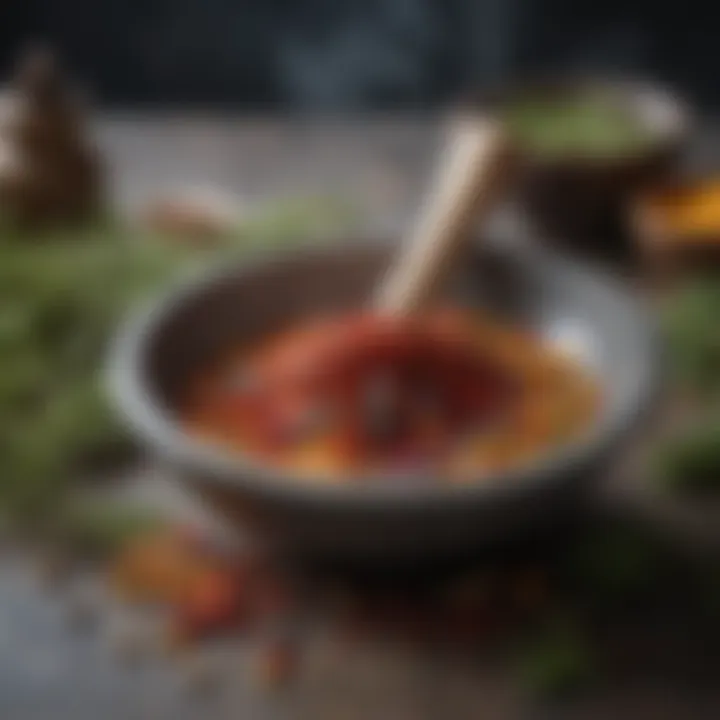 Colorful Seasoning Mix in Marble Mortar