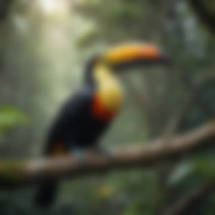Colorful Toucan Perched in Central American Rainforest