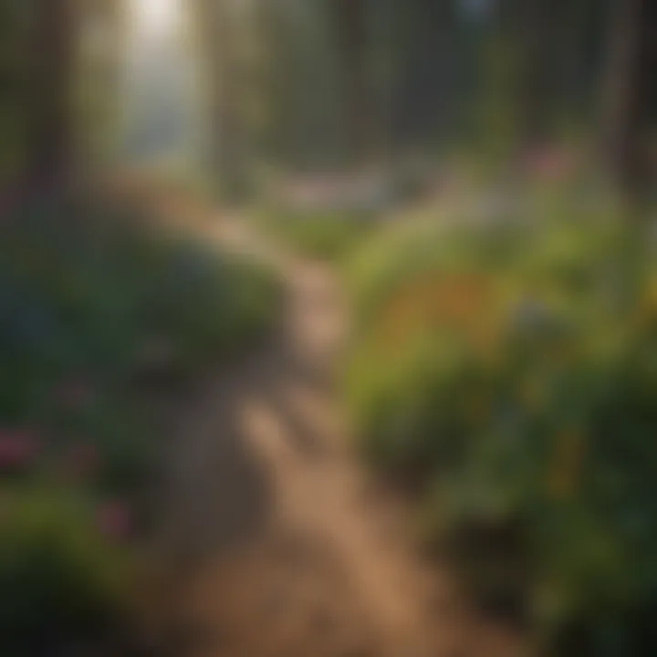 Colorful wildflowers blooming along a trail